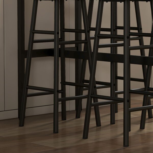 HOMCOM Obdélníkový stůl se 4 židlemi a 4 podnožkami z MDF a oceli, podnožky Ø30x60 cm a obdélníkový stůl 105x40x90 cm, černý a rustikální hnědý | Aoso