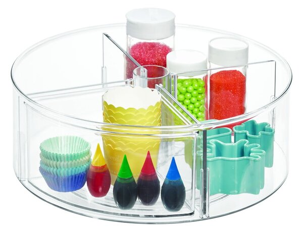 Kulatý transparentní úložný box iDesign The Home Edit, ⌀ 29 cm