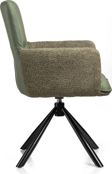 HowHomely | Židle do jídelny Texas - Zelená - Ergonomické s funkcí otáčení - Moderní, pohodlné - s funkcí automatického návratu