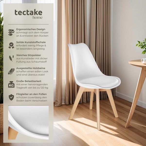 Tectake® Set jídelní židle Frederikke Scandi-Design 49 x 53 x 82 cm