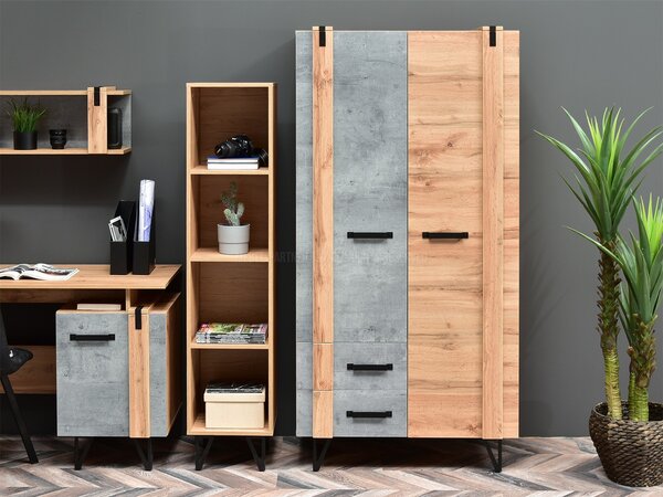Šatní skříň Suspendera SH01 (dub + černá). Akce -13%