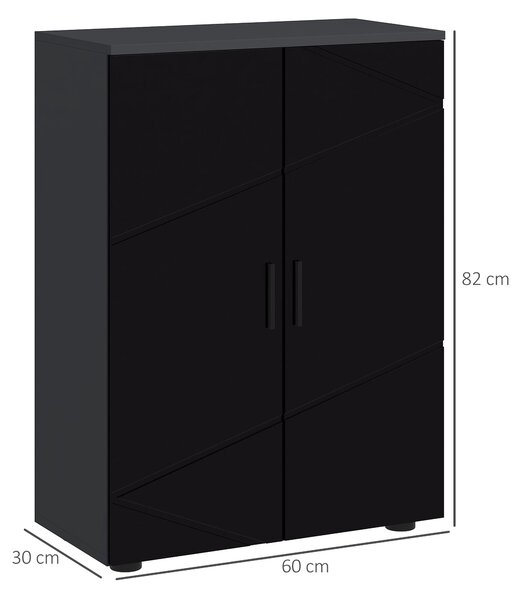 Kleankin Úsporný dřevěný koupelnový skříň s 2 dveřmi a tichým zavíráním, 60x30x82cm, Černý | Aosom