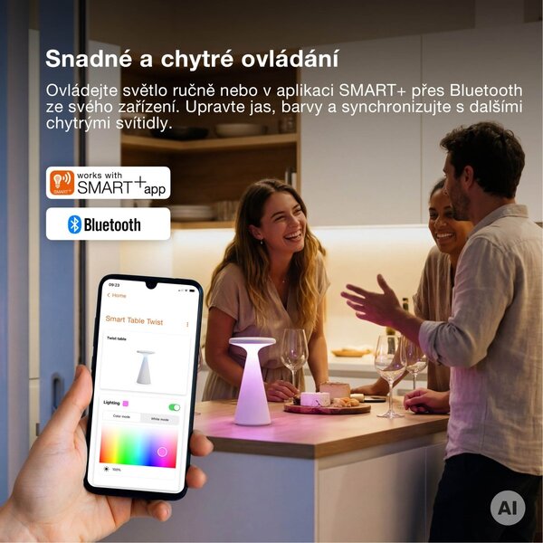 Venkovní stolní lampa SMART+ Bluetooth Twist, RGBW IP44