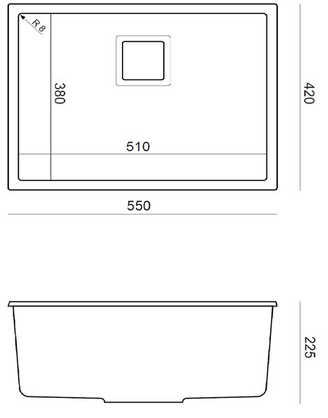 Quadron David závěsný dřez 55x42 cm černá HQD5542U8-G1
