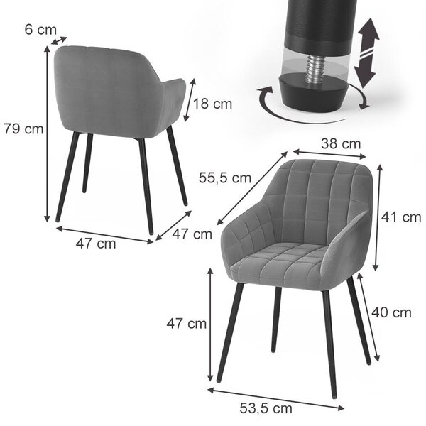 Židle jídelny Vicco Relio Šedá 53.5 x 55.5 cm, Model 59371