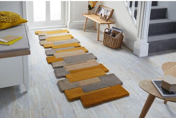 Žluto-béžový vlněný běhoun Flair Rugs Collage, 60 x 230 cm