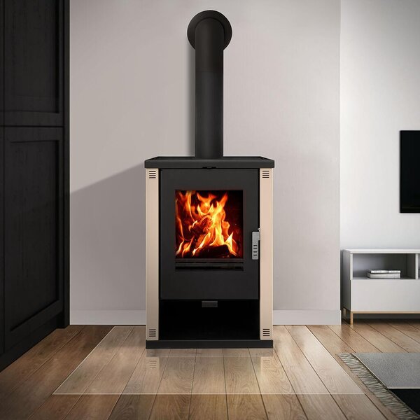 Krbová kamna Verso Theia - 9 kW | Boční panely v barvě slonoviny a moderní design