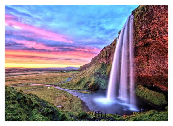 Skleněný obraz - Vodopád Seljalandsfoss (70x50 cm)