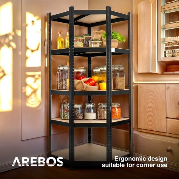 AREBOS sada 3 regálů pro vysoké zatížení | rohové regály, do 875 kg, zásuvný systém, stabilní, antracitová barva