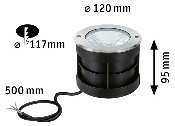 PAULMANN Zemní svítidlo Floor IP67 3.000K 6W ocel 230V 943.87
