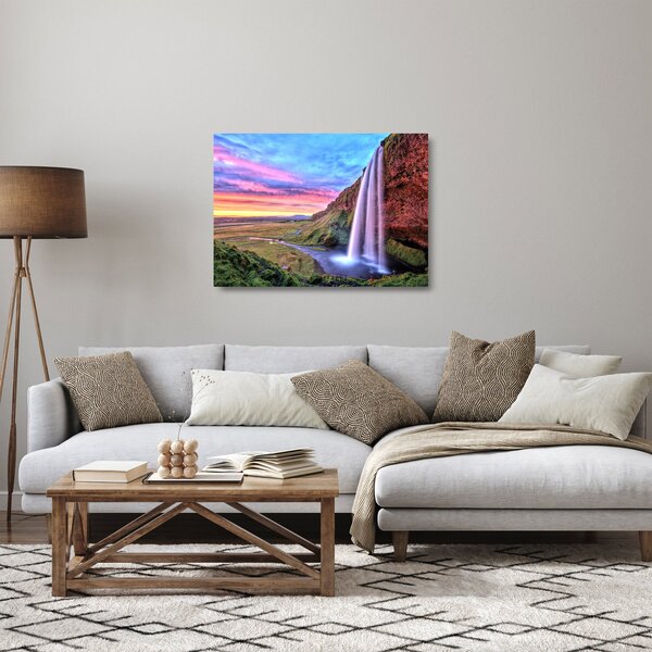 Skleněný obraz - Vodopád Seljalandsfoss (70x50 cm)