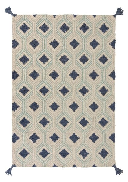 Béžovo-modrý vlněný koberec Flair Rugs Marco, 120 x 170 cm