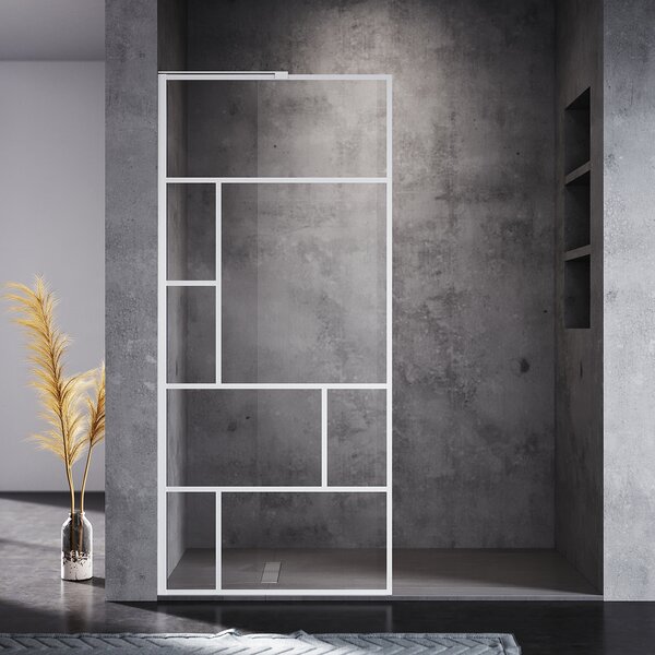 SONNI bílá sprchová zástěna, 90x200cm, NANO 6 mm ESG, sprchový kout, snadné čištění, skleněný sprchový kout