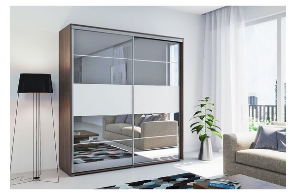 Zrcadlová šatní skříň BENEDICTO, šířka 100 cm, výška 215 cm