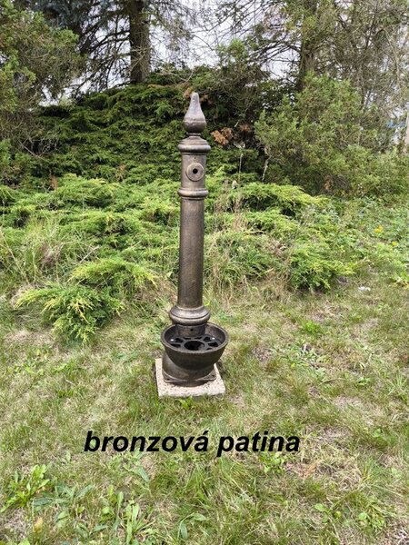 Stojaté pitko velké, CIU 13, masivní litinové umyvadlo, litinová výlevka zahradní, Barva: bronzová patina