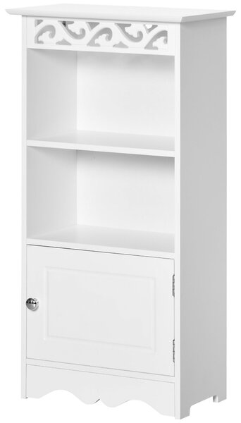 HOMCOM Podlahová skříň a skříň se 2 policemi a dveřmi v bílé MDF pro koupelnu 40Š x 23H x 80V cm | Aosom