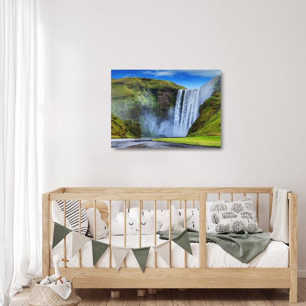 Skleněný obraz - Vodopád Seljalandsfoss (70x50 cm)