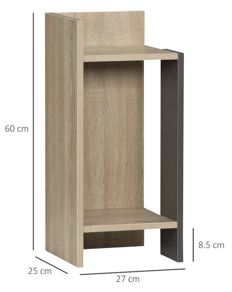 HOMCOM Šedý moderní noční stolek s otevřenou policí, sada 2 kusů z dřevotřísky pro ložnici a obývací pokoj, 27x25x60 cm | Aosom