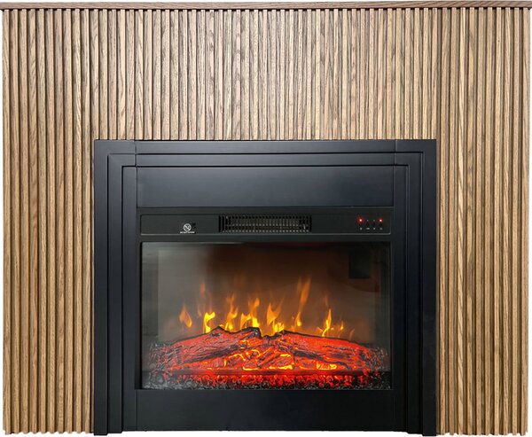 Dizajnové elektrické krby s dřevěné lamely ElectricSun LAMELIA Světlý dub, se zvukem, s aplikací, 3 barev plamene, Š120xV102cm