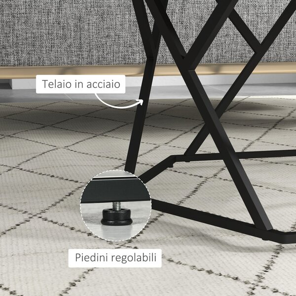 HOMCOM Moderní konferenční stolek s faux mramorovou deskou a MDF a ocelovou konstrukcí, 81x70x51,2cm, Černý | Aosom