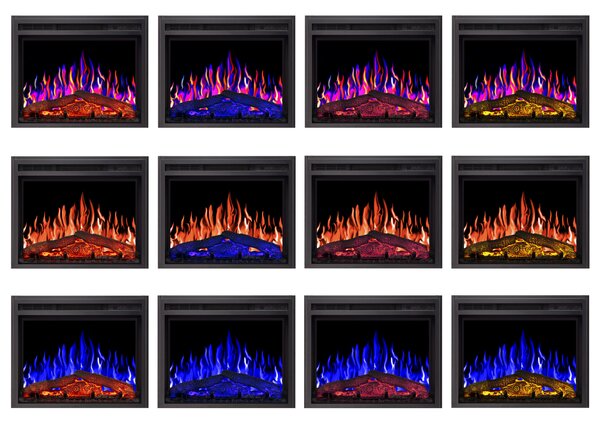 ArtiFlame Elektrický krb AF24 Multicolour Elektrický vestavný krb s topením 900/1800 W realistický 3D efekt plamene LED osvětlení Časovač Černá barva
