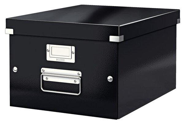 Černý kartonový úložný box s víkem 28x37x20 cm Click&Store – Leitz
