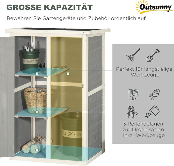 Fortuna Lai Zahradní domek Kůlna Police Jedle Černá+Šedá+Bílá 75x56x115cm