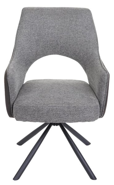 Sada 6 jídelních židlí HWC-K30, kuchyňská židle, křeslo, otočná automatická poloha, látka/textil MVG šedá-tmavě šedá