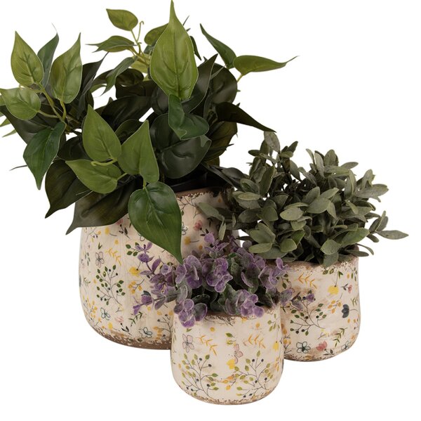 Keramický obal na květináč s lučními kvítky Brigitta L – 21x19 cm