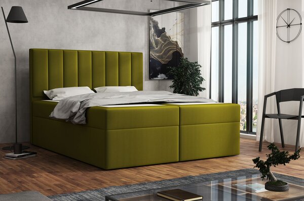 Čalouněná postel boxspring 160x200 SAMANTA - zelená