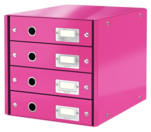Růžový box se 4 zásuvkami Leitz Office, délka 36 cm