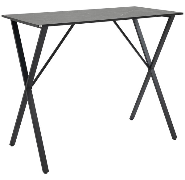 HOMCOM Moderní barová plocha v industriálním stylu, vysoký kuchyňský stůl s dřevem s mramorovým efektem a ocelí, 120 x 60 x 102 cm, černý | Aosom