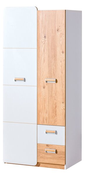 Šatní skříň Lavendon L1 (dub nash + bilá). Akce -6%