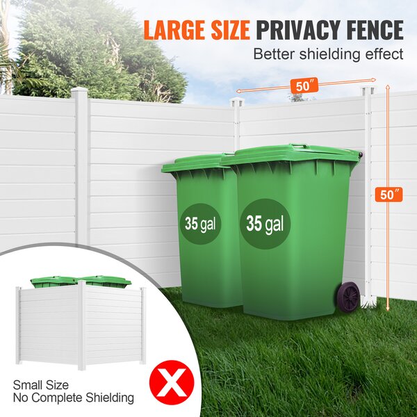 VEVOR 4xPanely zahradní plot 122x122cm plot na ochranu soukromí PVC a pozinkovaný plech zemní hrot větrný plot kovové sloupky do 50 cm laťkový plot plot na ochranu soukromí ideální pro bazénové zařízení klimatizační systémy