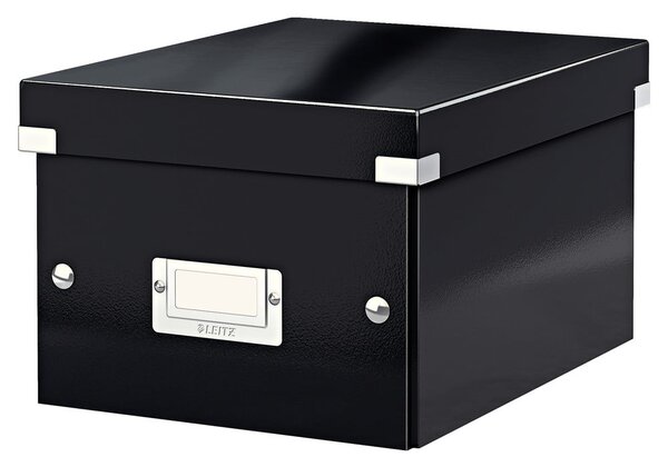 Černý kartonový úložný box s víkem 22x28x16 cm Click&Store – Leitz