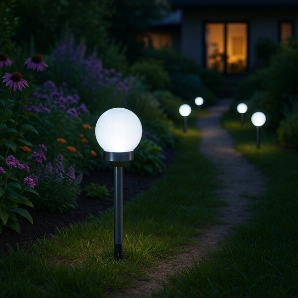 Solární lampa GLOBEA stříbrná