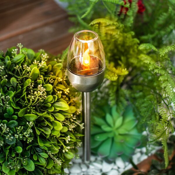 Solární lampa FLAMMA stříbrná