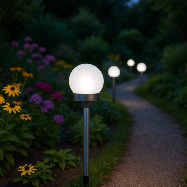 Solární lampa GLOBEA stříbrná