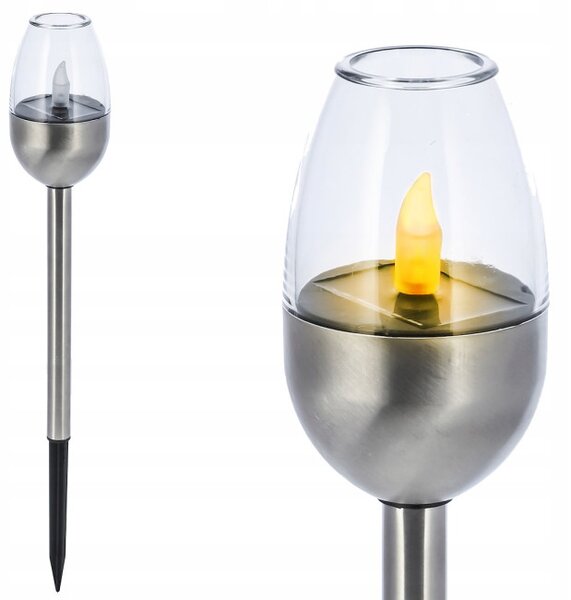 Solární lampa FLAMMA stříbrná