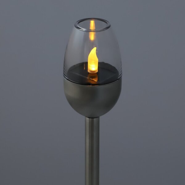Solární lampa FLAMMA stříbrná