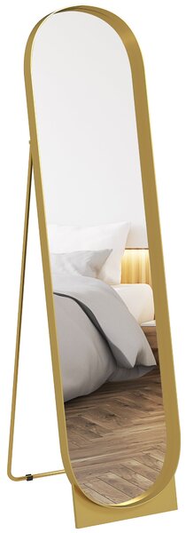 HOMCOM Vysoké Zrcadlo 40x150 cm, Moderní Vertikální Zrcadlo s Metalovým Rámem a Ochrannou Fólií proti Rozbíjení, Stojící nebo Montované na Zeď, do Lož