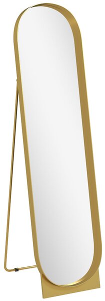 HOMCOM Vysoké Zrcadlo 40x150 cm, Moderní Vertikální Zrcadlo s Metalovým Rámem a Ochrannou Fólií proti Rozbíjení, Stojící nebo Montované na Zeď, do Lož