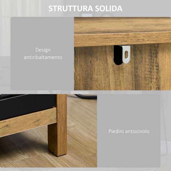 HOMCOM Moderní skleněný sekretář se 2 dveřmi, skříň do obývacího pokoje, 60x35x120cm, hnědá | Aosom