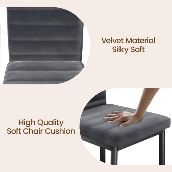 Sada 4 jídelních židlí Bealife TB40 - ergonomické opěradlo, sametový potah ve světle šedé/tmavě šedé barvě | Moderní design