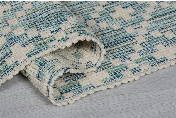 Béžovo-modrý bavlněný běhoun Flair Rugs Leela, 60 x 200 cm