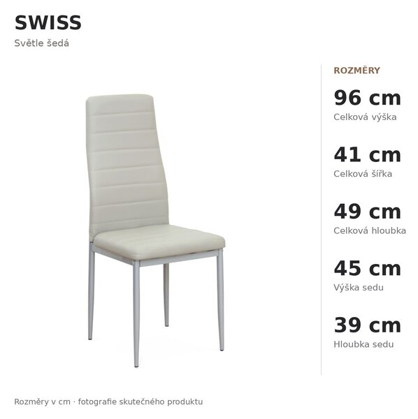 Jídelní židle SWISS - ekokůže, šedá