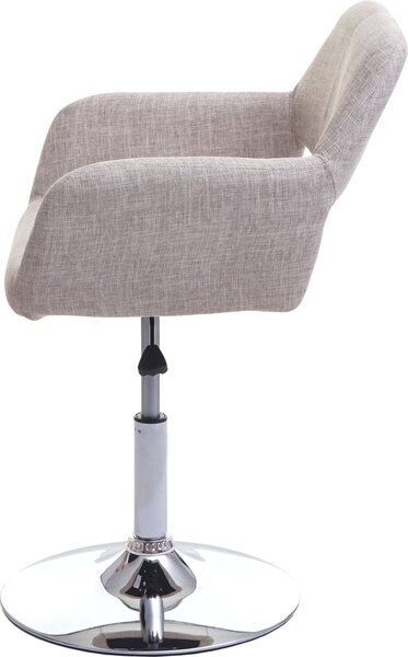 Jídelní židle HWC-A50 III, židle kuchyňská židle, retro 50. léta, látka/textil krémová/šedá, chromová podnož