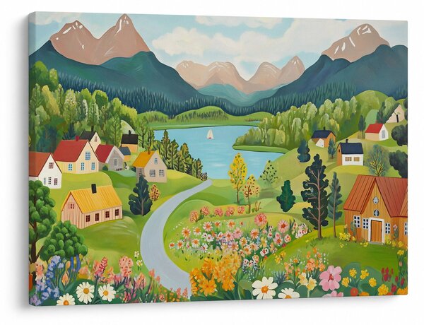 Obraz - Vesnice v horách (70x50 cm)