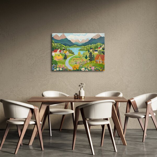 Obraz - Vesnice v horách (70x50 cm)