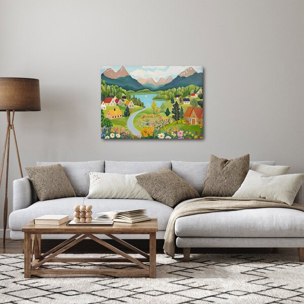 Obraz - Vesnice v horách (70x50 cm)